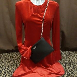 A Loves A RED VELVET Dress Valentines Womens Long Sleeve Cocktail NEW Stretch